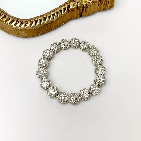 Clear Crystal Beaded Bracelet in Silver Tone