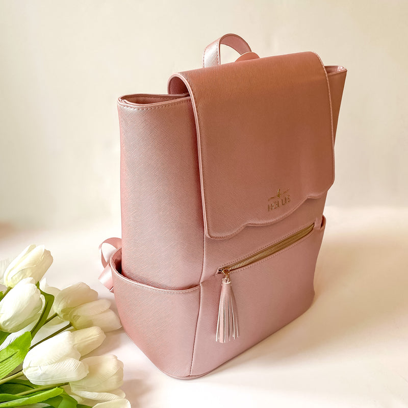 Hollis | Frilly Full Size Backpack in Blush