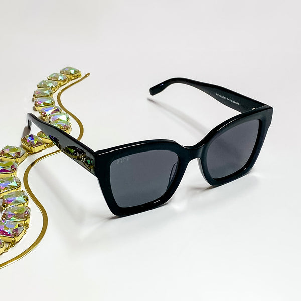 DIFF | Rhys Square Sunglasses in Black Grey Polarized