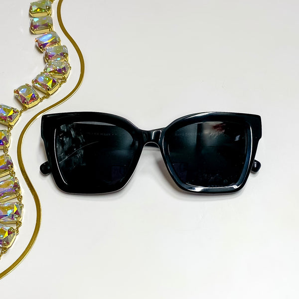 DIFF | Rhys Square Sunglasses in Black Grey Polarized