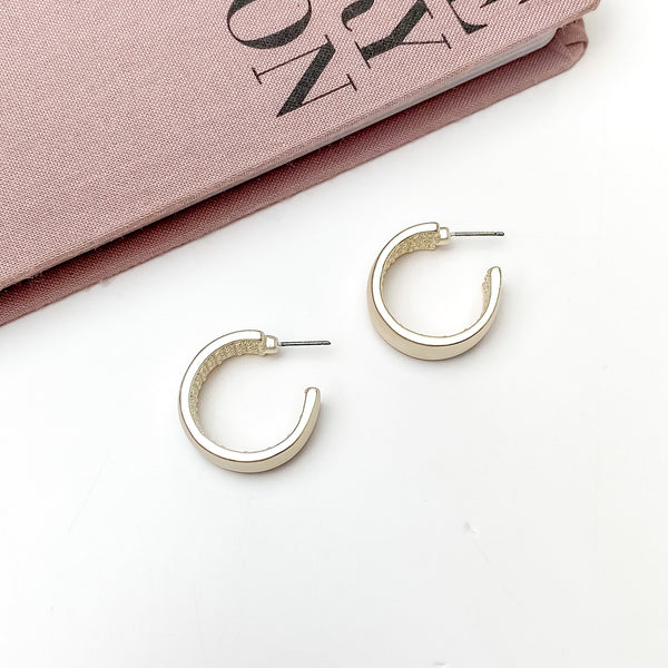 Silver Tone Small Hoop Earrings With a Textured Inside