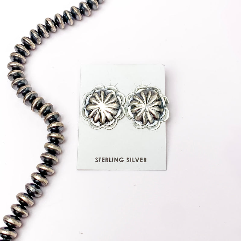 Navajo | Navajo Handmade Sterling Silver Concho Stud Earrings