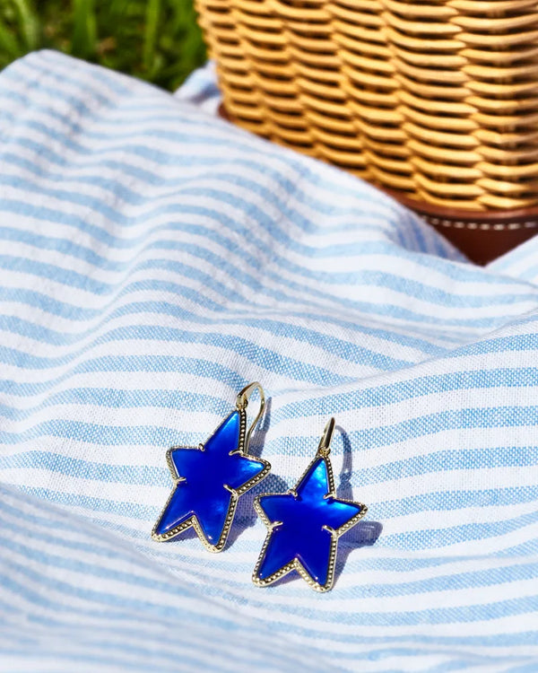 Kendra Scott | Ada Gold Star Drop Earrings in Cobalt Blue Illusion
