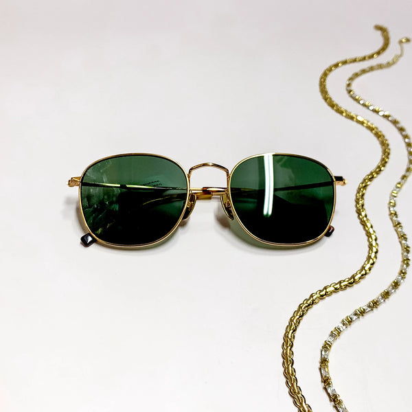 DIFF | Axel Polarized Square Sunglasses in Gold