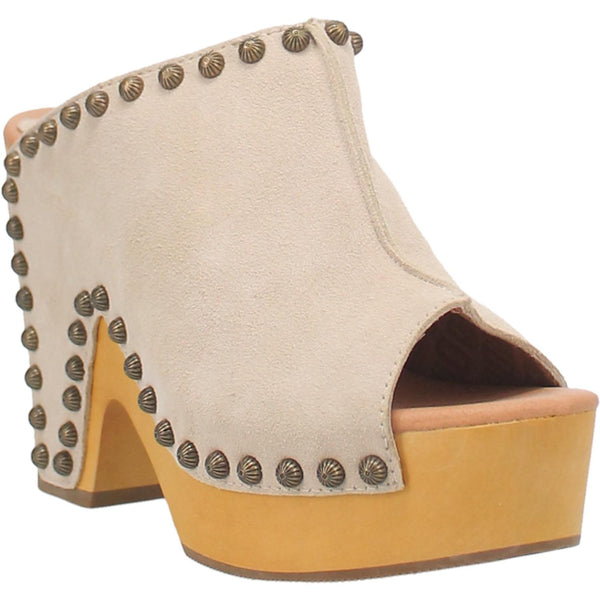 Online Exclusive | Dingo | Peace N Love Leather Clog Heeled Sandal in Sand **PREORDER