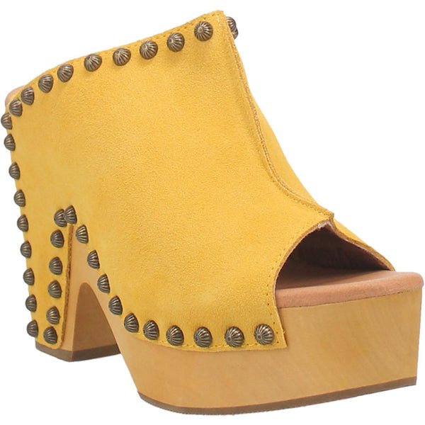 Online Exclusive | Dingo | Peace N Love Leather Clog Heeled Sandal in Yellow **PREORDER