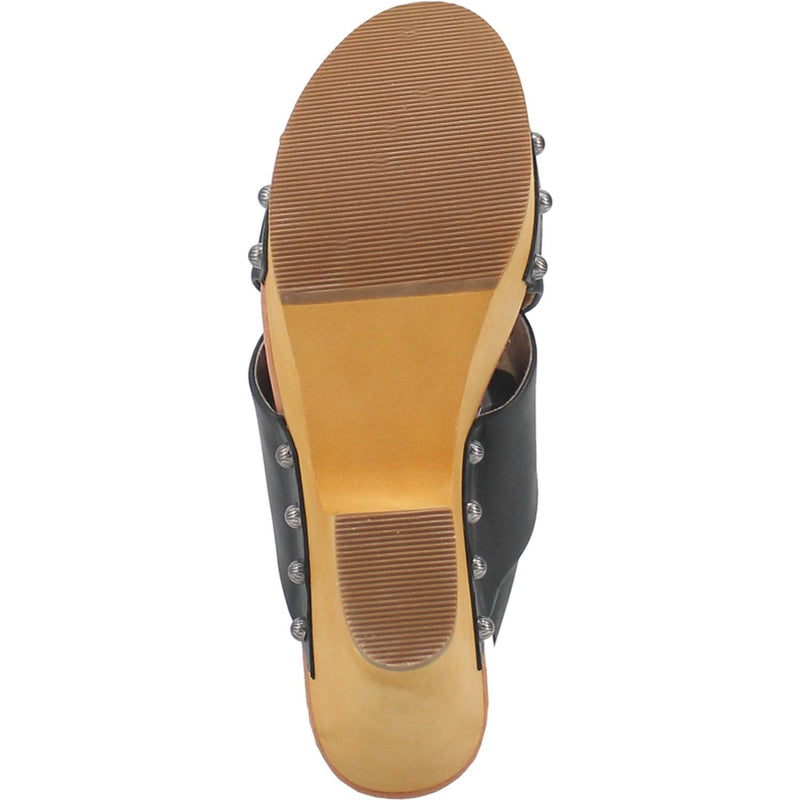 Online Exclusive | Dingo | Driftwood Leather Clog Heeled Sandal in Black **PREORDER