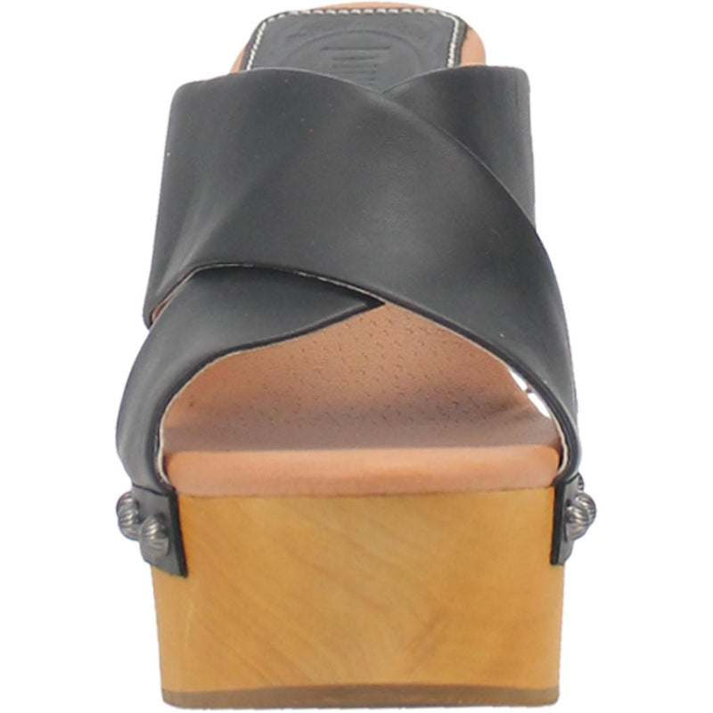 Online Exclusive | Dingo | Driftwood Leather Clog Heeled Sandal in Black **PREORDER