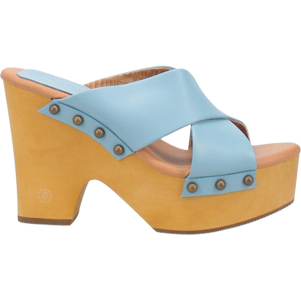 Online Exclusive | Dingo | Driftwood Leather Clog Heeled Sandal in Blue **PREORDER