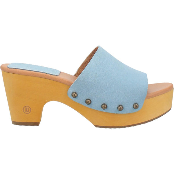 Online Exclusive | Dingo | Beechwood Leather Clog Heeled Sandal in Blue **PREORDER