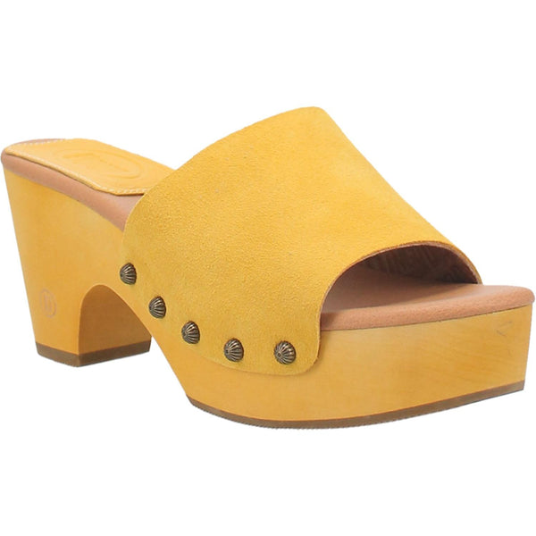 Online Exclusive | Dingo | Beechwood Leather Clog Heeled Sandal in Yellow **PREORDER