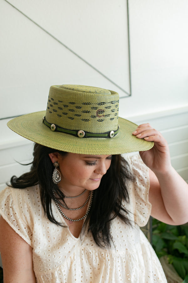 Charlie 1 Horse | Palm Beach Straw Hat with Concho Band in Olive