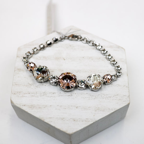 Sorrelli | Half Circle Tennis Bracelet in Palladium Silver Tone and Snow Bunny