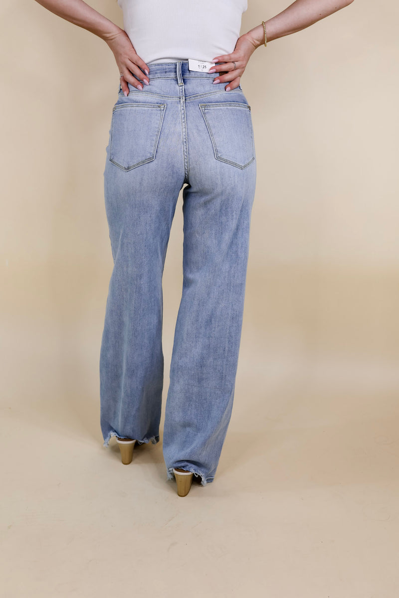 Judy Blue | Fascinating Day Destroy Hem Straight Leg Jeans in Light Wash