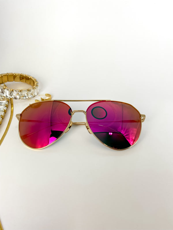 DIFF | Dash Sunset Mirror Lens Sunglasses in Gold Tone