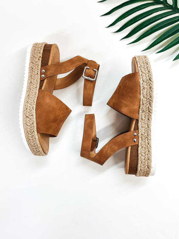 Power Strut Platform Espadrille Sandals in Tan