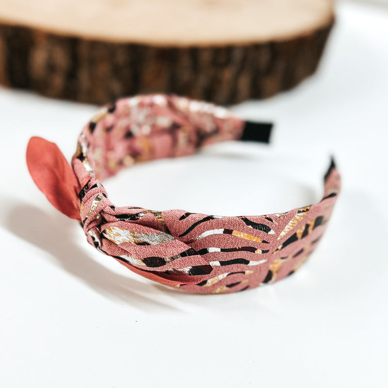 Buy 3 for $10 |  Zebra Gold Foil Headbands with Tie on Plastic Headband