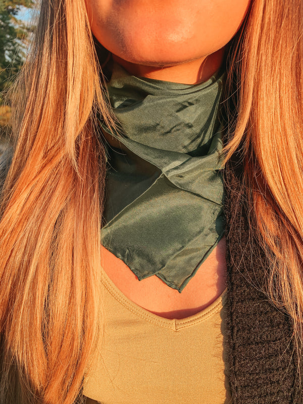 Mini Solid Wild Rag in Olive Green