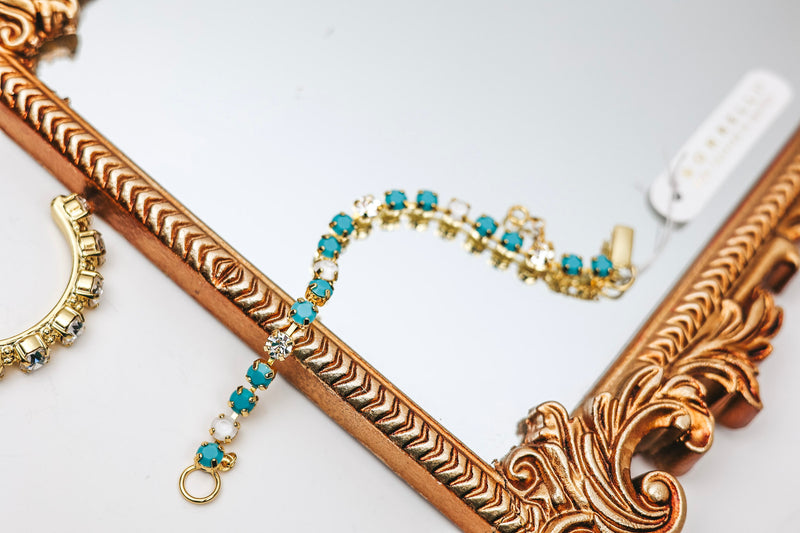 Sorrelli | Elsie Tennis Bracelet in Bright Gold Tone and Santorini