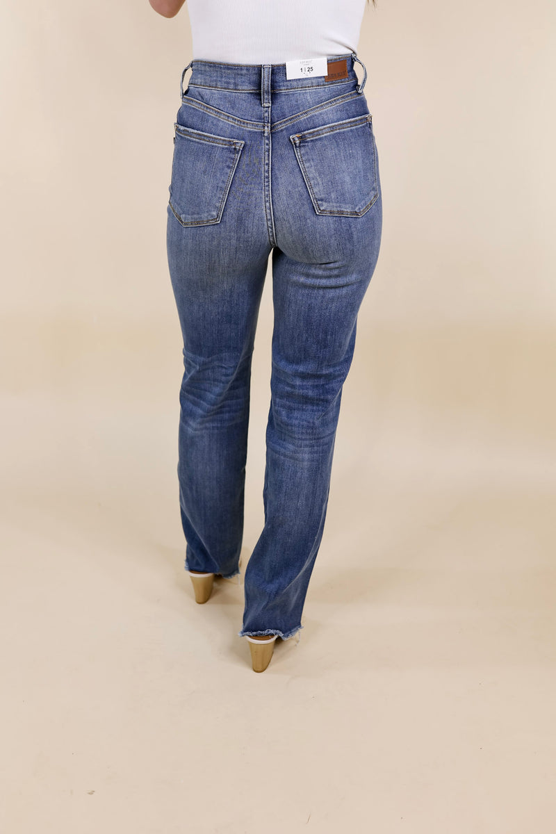 Judy Blue | Sure And Steady Criss-Cross Waistband Dad Jeans in Medium Wash