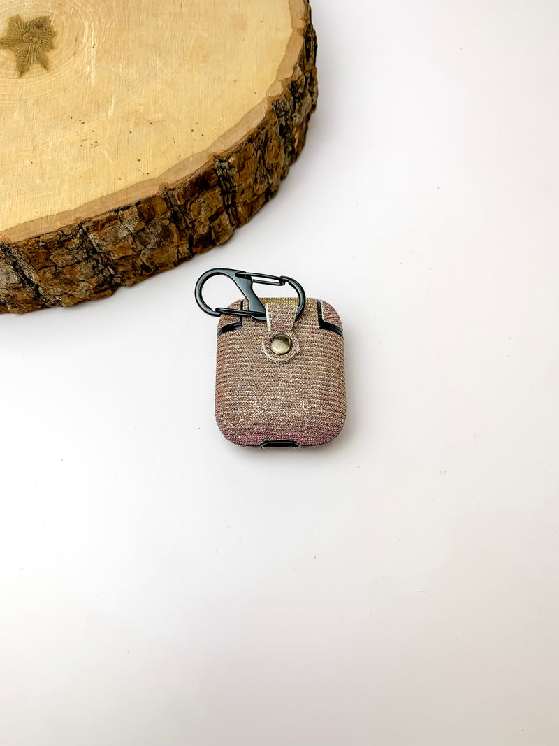 Protective AirPods Case in Mauve Pink Sparkle