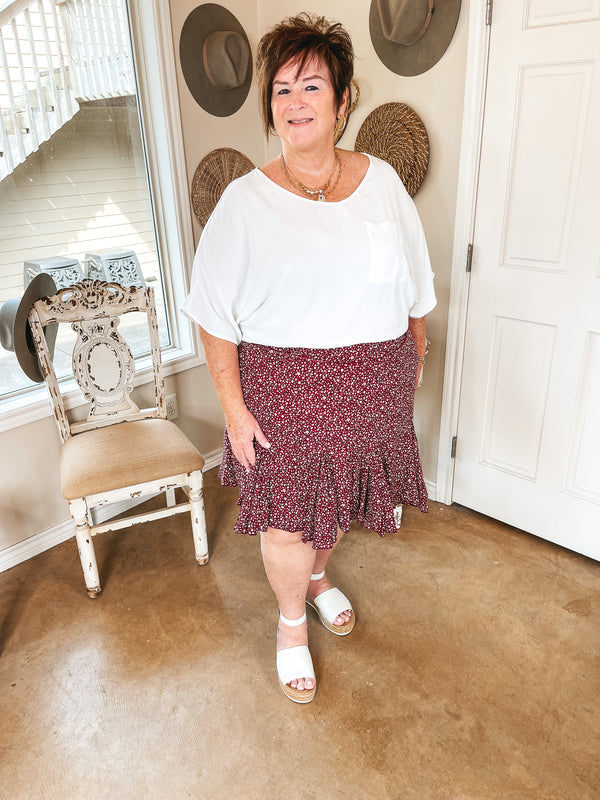 Newest Views Small Leopard Ruffle Skirt in Maroon