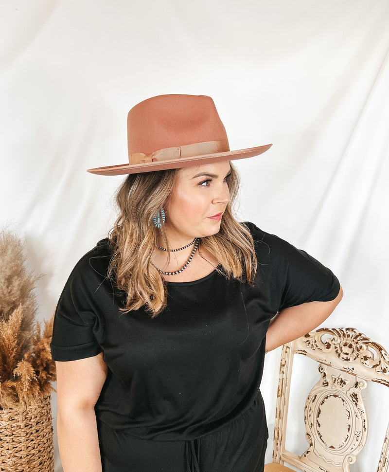 GiGi Pip | Monroe Wool Felt Rancher Hat with Ribbon Band in Dusty Pink