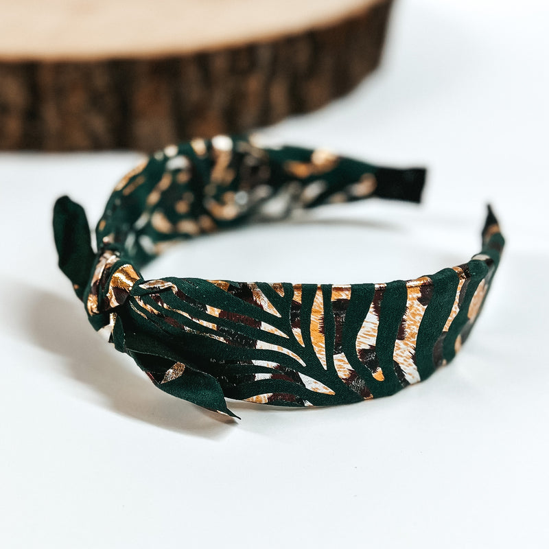 Buy 3 for $10 |  Zebra Gold Foil Headbands with Tie on Plastic Headband
