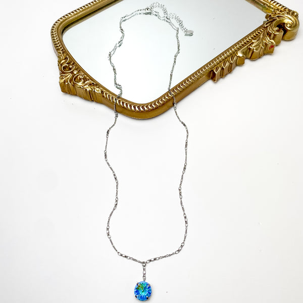 Sorrelli | Nadine Long Crystal Pendant Necklace in Palladium Silver Tone and Aurora Borealis