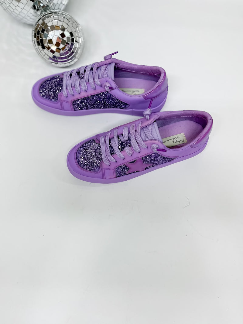 Vintage Havana | Alexis Dip Dye Glitter Sneakers in Purple