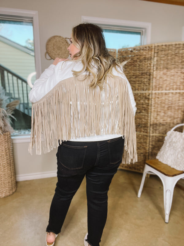 Judy Blue | Living For Love Button Up Denim Jacket with Fringe in White