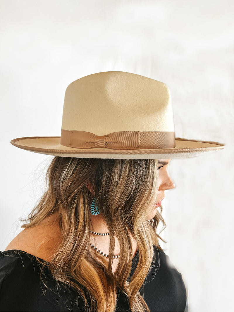 GiGi Pip | Monroe Wool Felt Rancher Hat with Ribbon Band in Off White