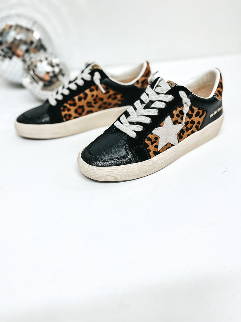 Vintage Havana | Elodie Sneakers in Black and Leopard Print