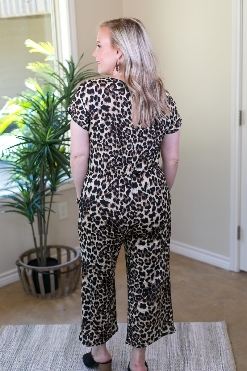 Find My Love Short Sleeve Jumpsuit Romper in Leopard