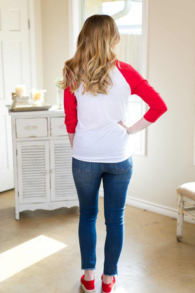 Cheetah Love Cupid Baseball Tee in Red