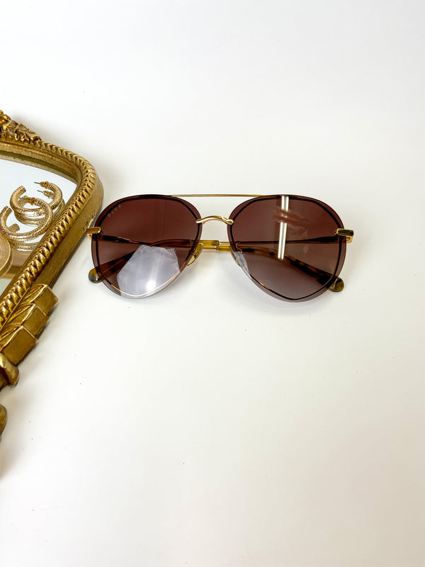DIFF | Lenox Brown Gradient Lens Sunglasses in Gold Tone