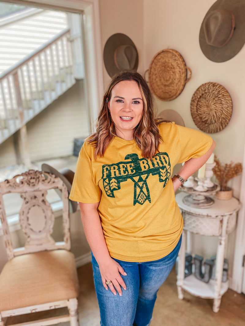 Free Bird Thunderbird Short Sleeve Graphic Tee in Mustard Yellow