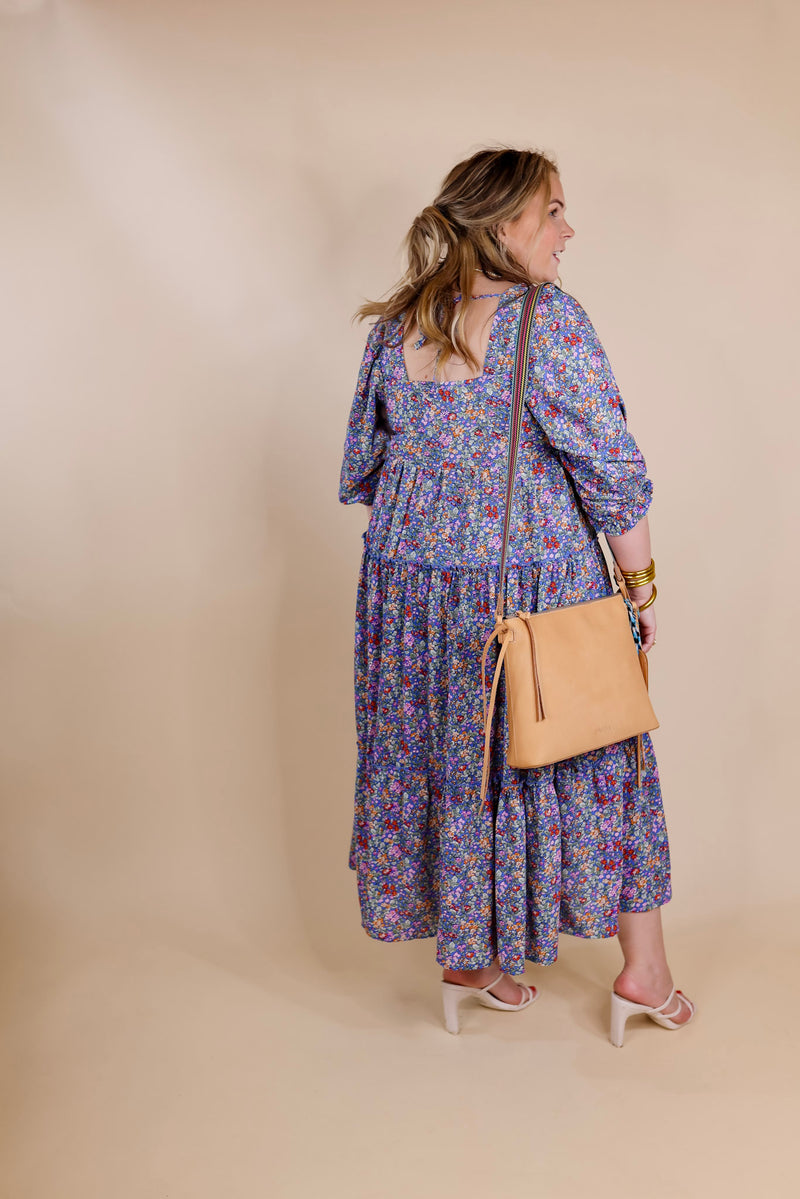 Spring Blooms Smocked Floral Maxi Dress in Blue