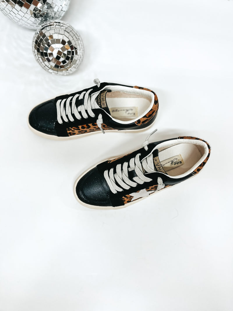 Vintage Havana | Elodie Sneakers in Black and Leopard Print