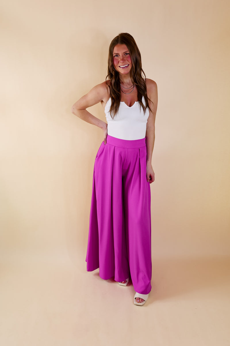 Urban Wonders Wide Leg Pants in Magenta Purple