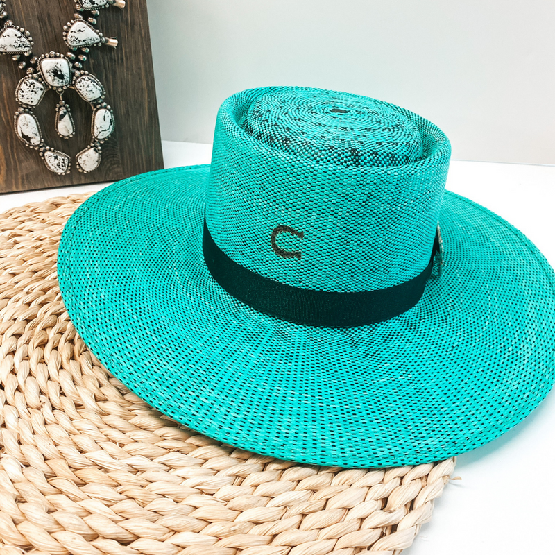 Charlie 1 Horse | Guardian Straw Stiff Brim Hat with Black Band and Butterfly Concho