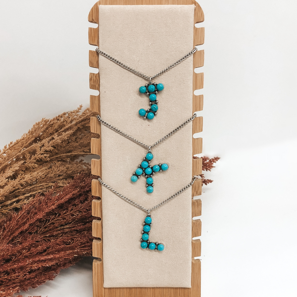 Say My Name Initial Necklaces in Turquoise