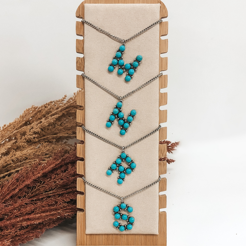 Say My Name Initial Necklaces in Turquoise