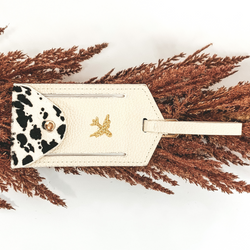 Ivory Luggage Tag with Cow Print