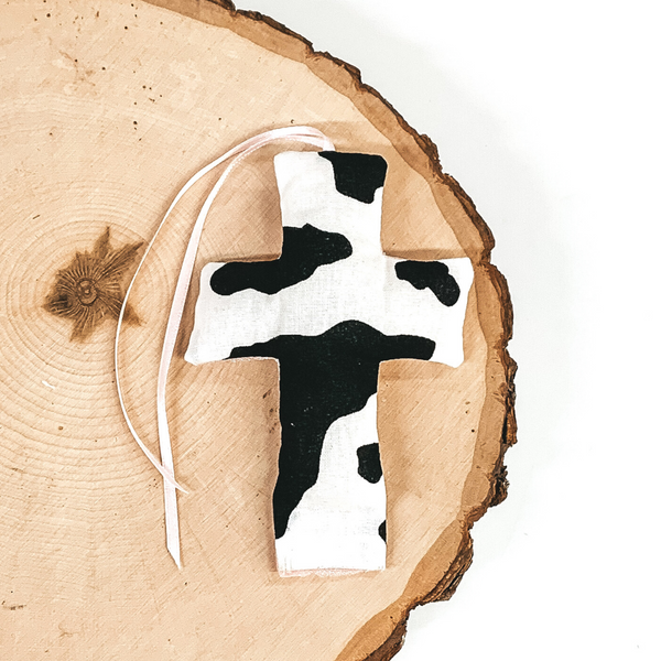Cow Print Cross Shaped Freshie in Naked Cowboy