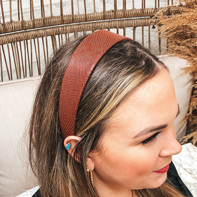 Snake Print Headband in Brown