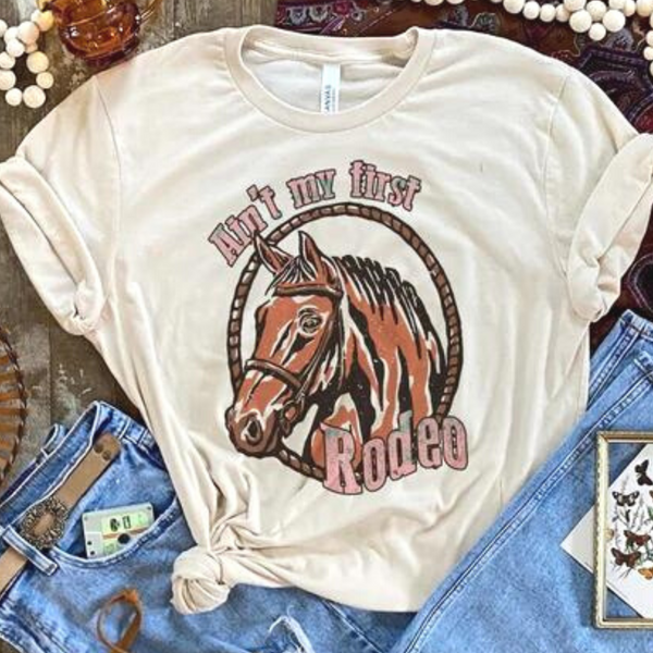 Ain't My First Rodeo Short Sleeve Graphic Tee in Cream