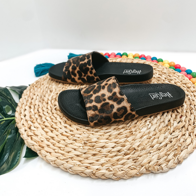 Last Chance Size 8 & 9 | Corky's | Backyard Leather Slide On Sandals in Leopard