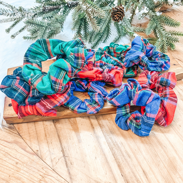 Buy 3 for $10 | Assorted Set of Two Tartan Plaid Scrunchies