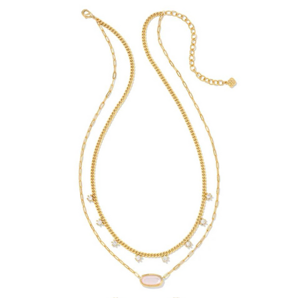 Kendra Scott | Framed Elisa Gold Multi Strand Necklace in Pink Opalite Illusion